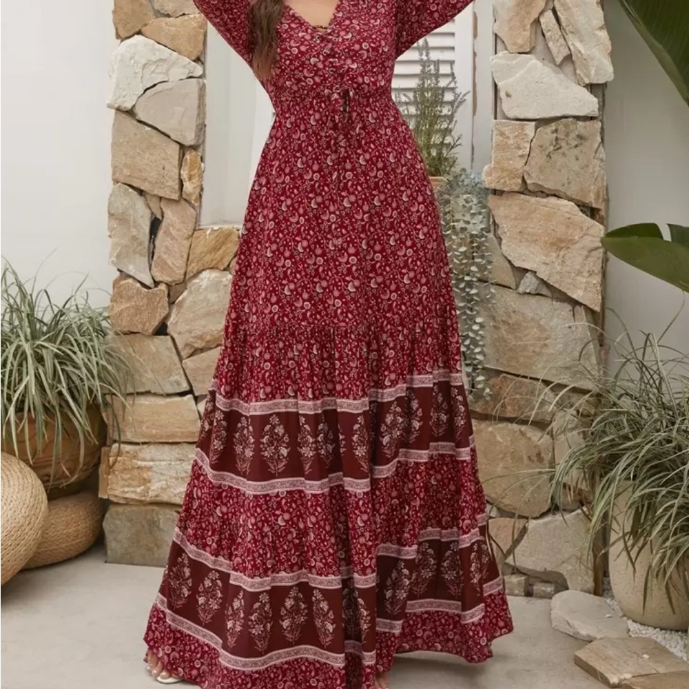 Floral Maxi Dress in Red